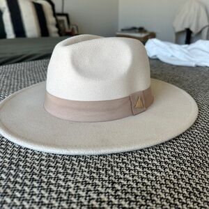 Cream Fedora Hat with Tan Band
